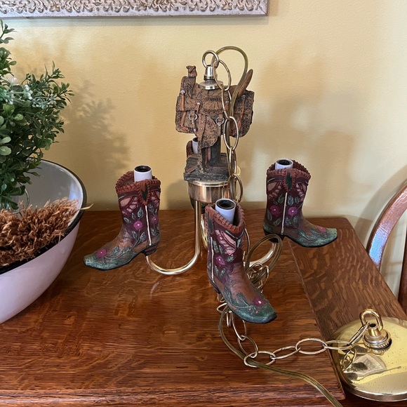 Rustic OOAK Cowboy Boot Chandelier - Picture 10 of 16